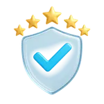 Verified trust shield with five golden stars