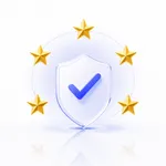 Verified trust shield with five golden stars