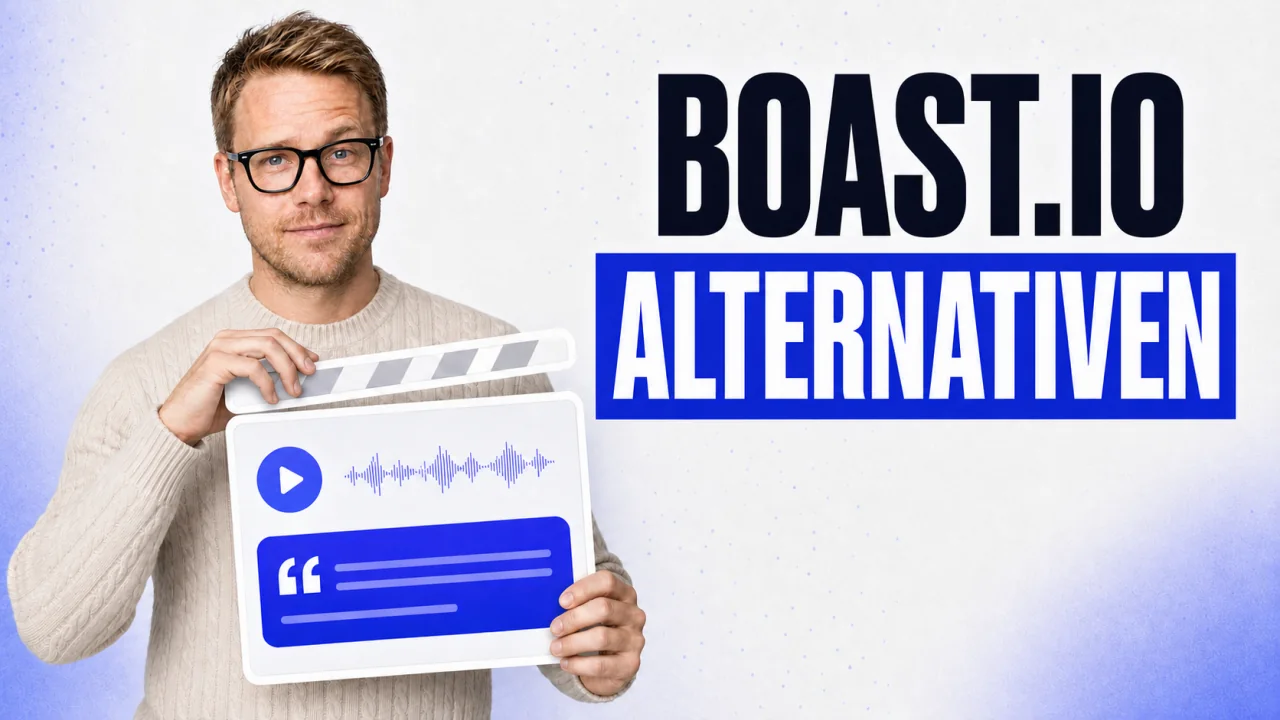 TrustFuel-Vergleich von Boast.io-Alternativen mit einer Video-Testimonial-Klappe