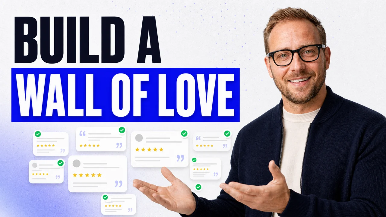 Wall of Love with Lukas König presenting a collection of verified testimonial cards